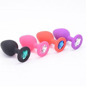 PLUG ANAL DE SILICONA CON JOYAS TALLA L